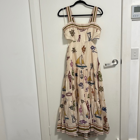 Alemais Ships Ahoy Tiered Midi Dress with cutouts. - Picture 4 of 9